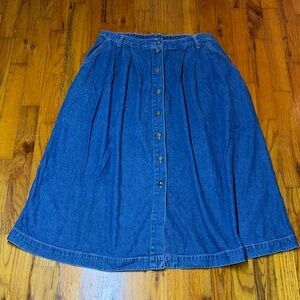 Gloria Vanderbilt Denim Button-Front A-Line Skirt with elastic waistband